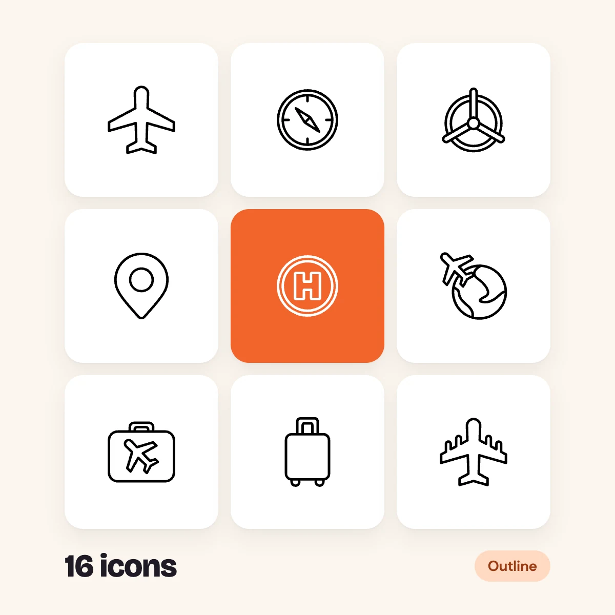 Aviation Outline Glyphs