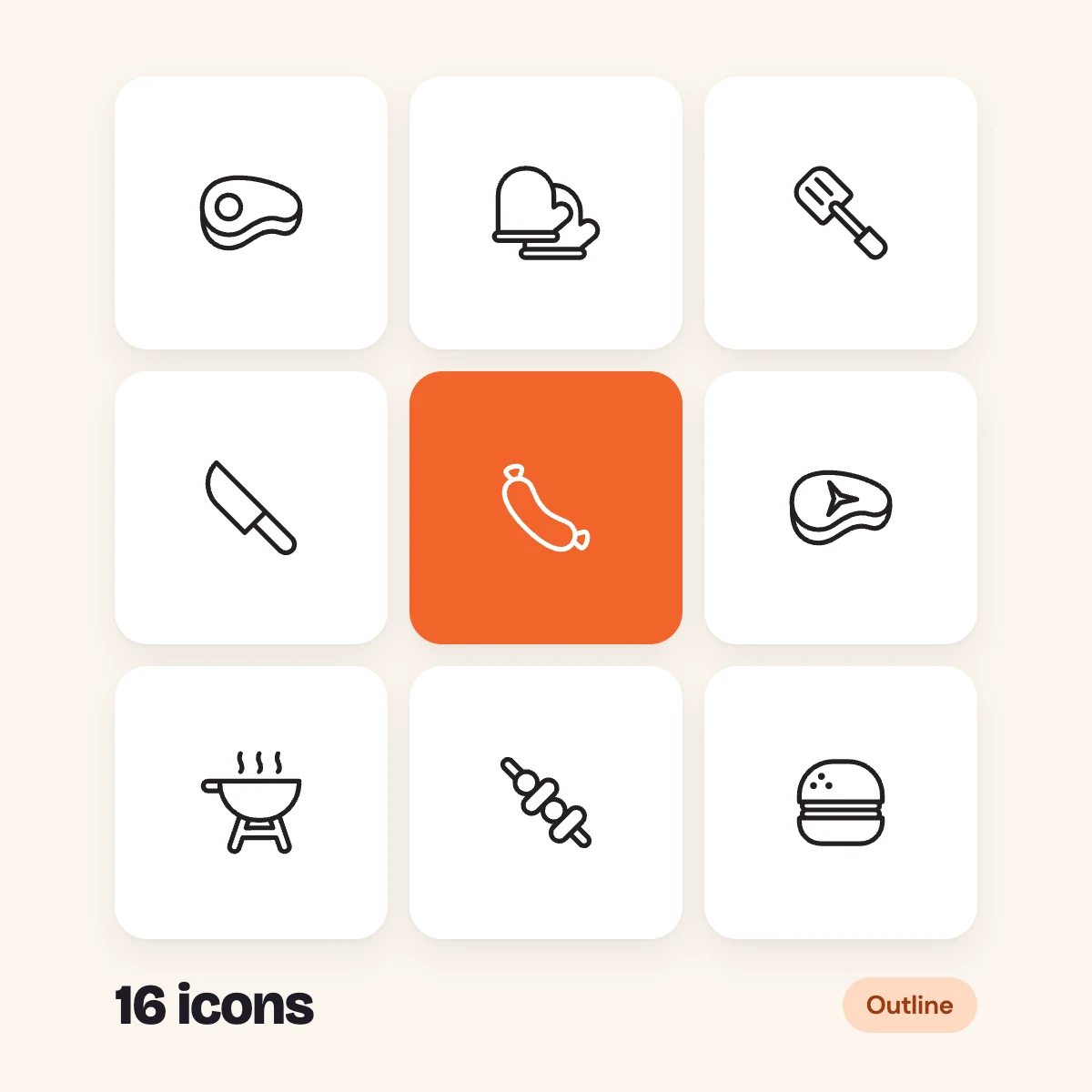 Barbecue and Grill Outline Glyphs