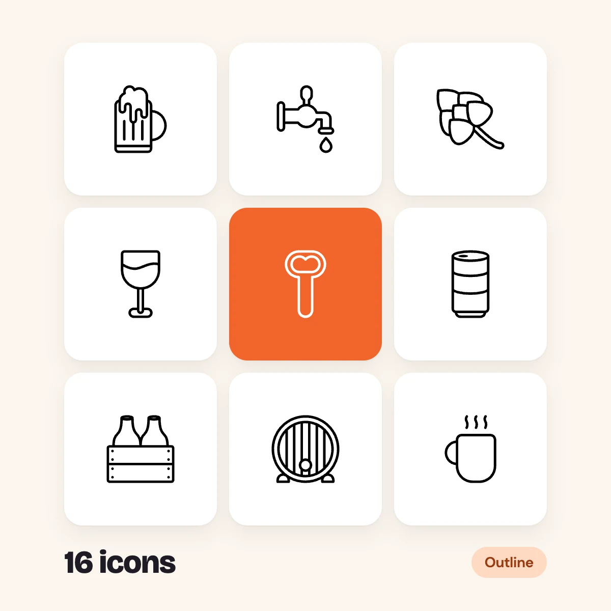Beer Outline Glyphs Vol. 2