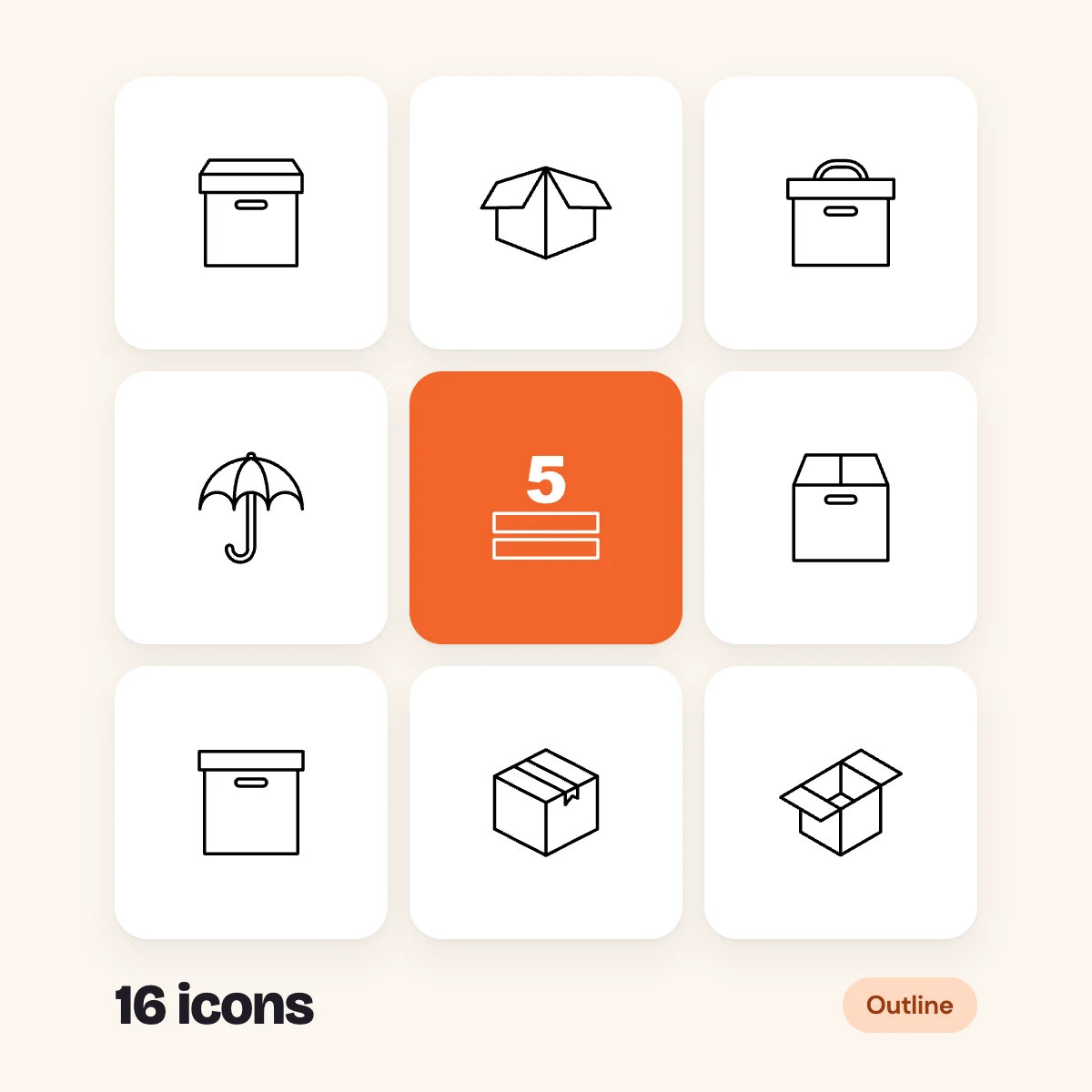 Boxes and Packaging Outline Glyphs Vol. 1