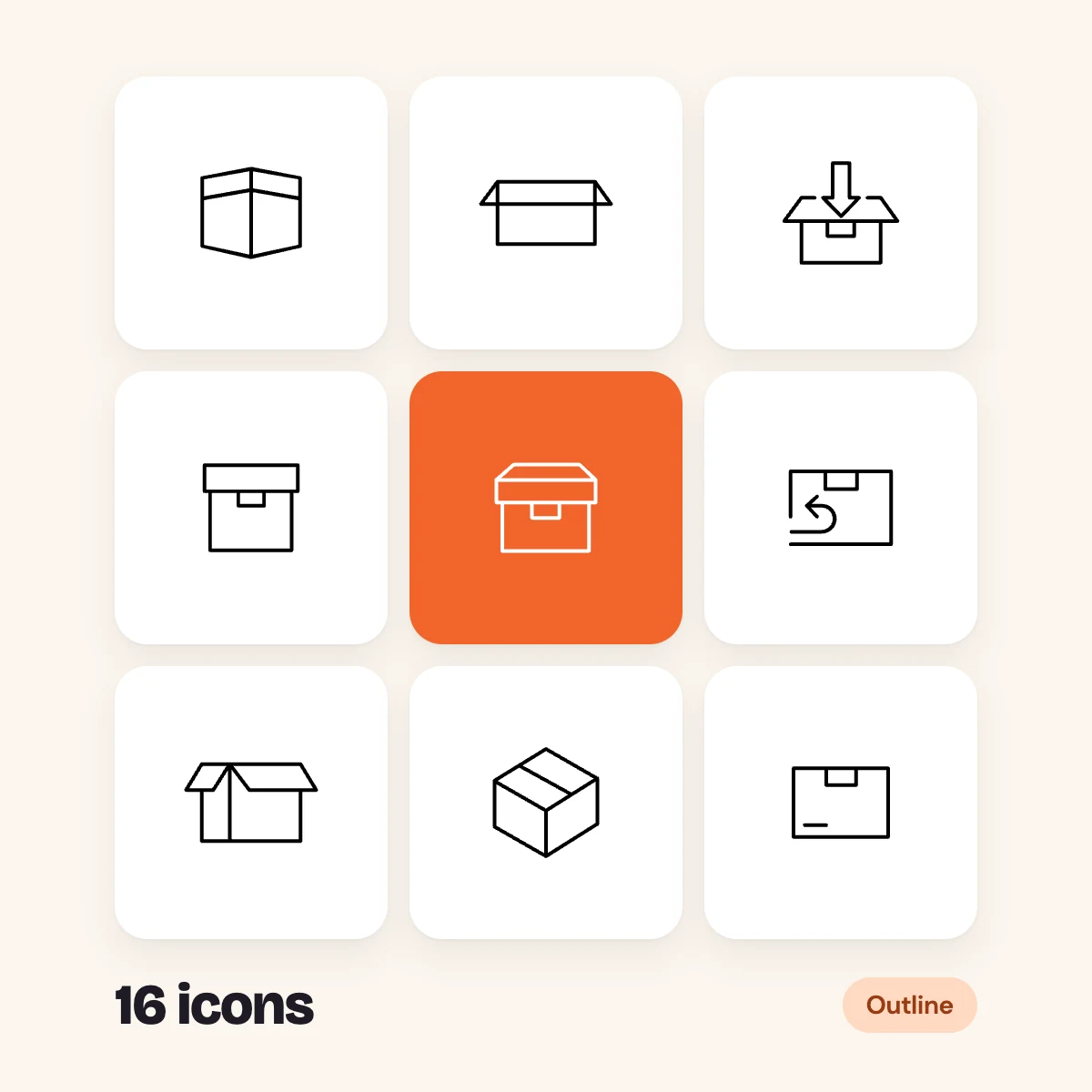 Boxes and Packaging Outline Glyphs Vol. 2