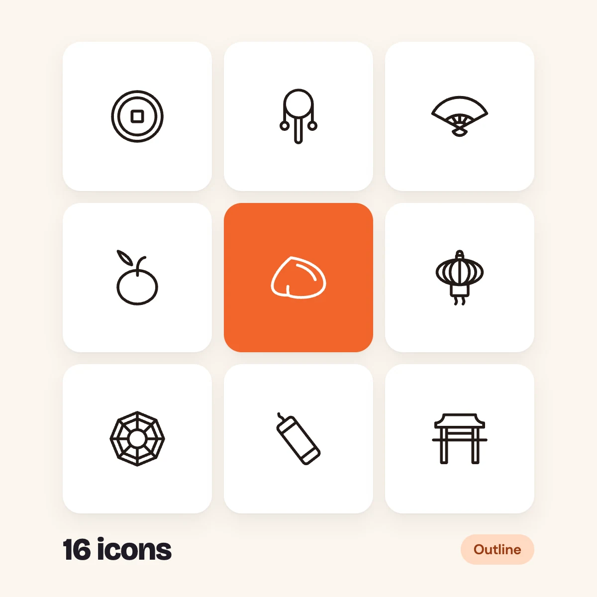 Chinese New Year Outline Glyphs Vol. 1