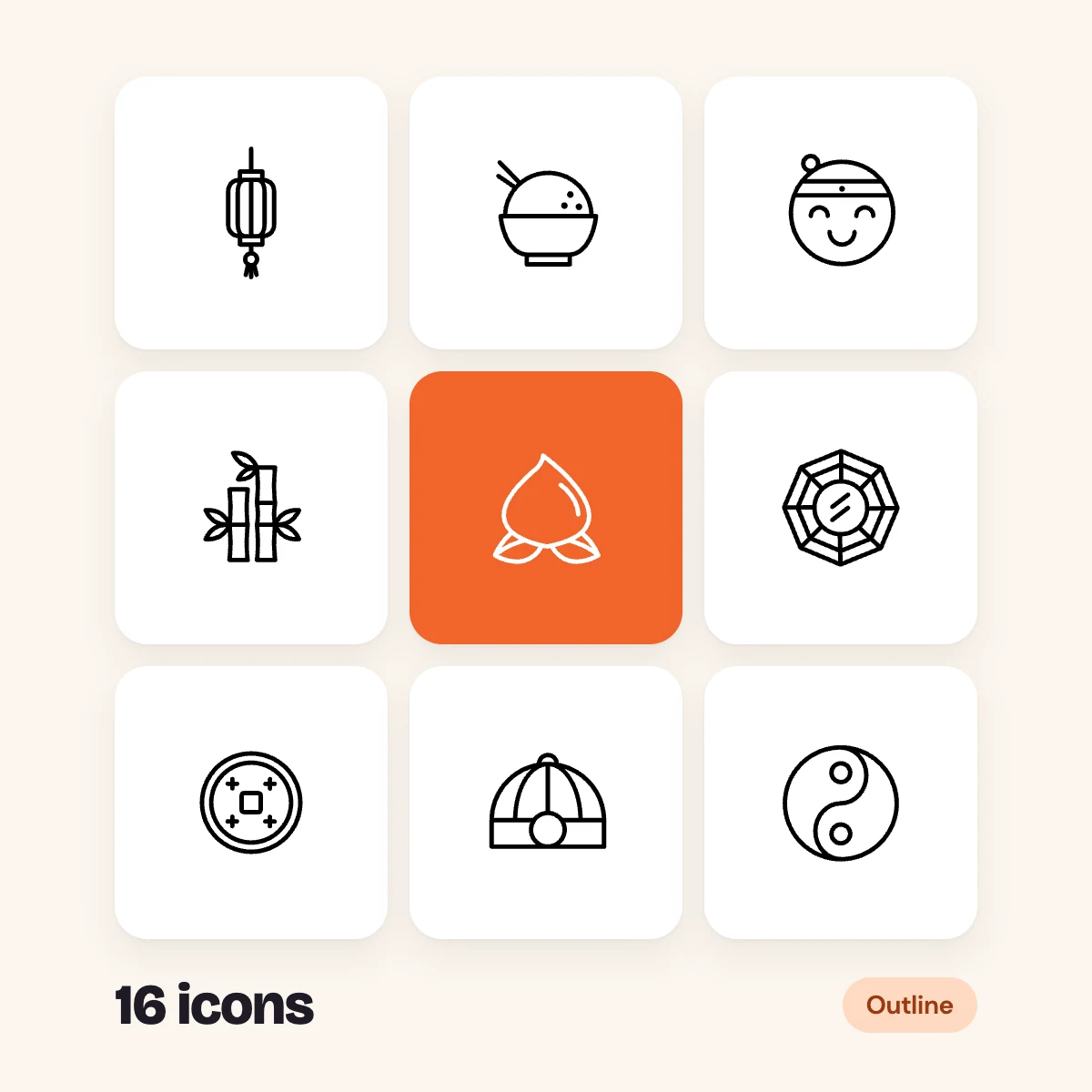 Chinese New Year Outline Glyphs Vol. 2
