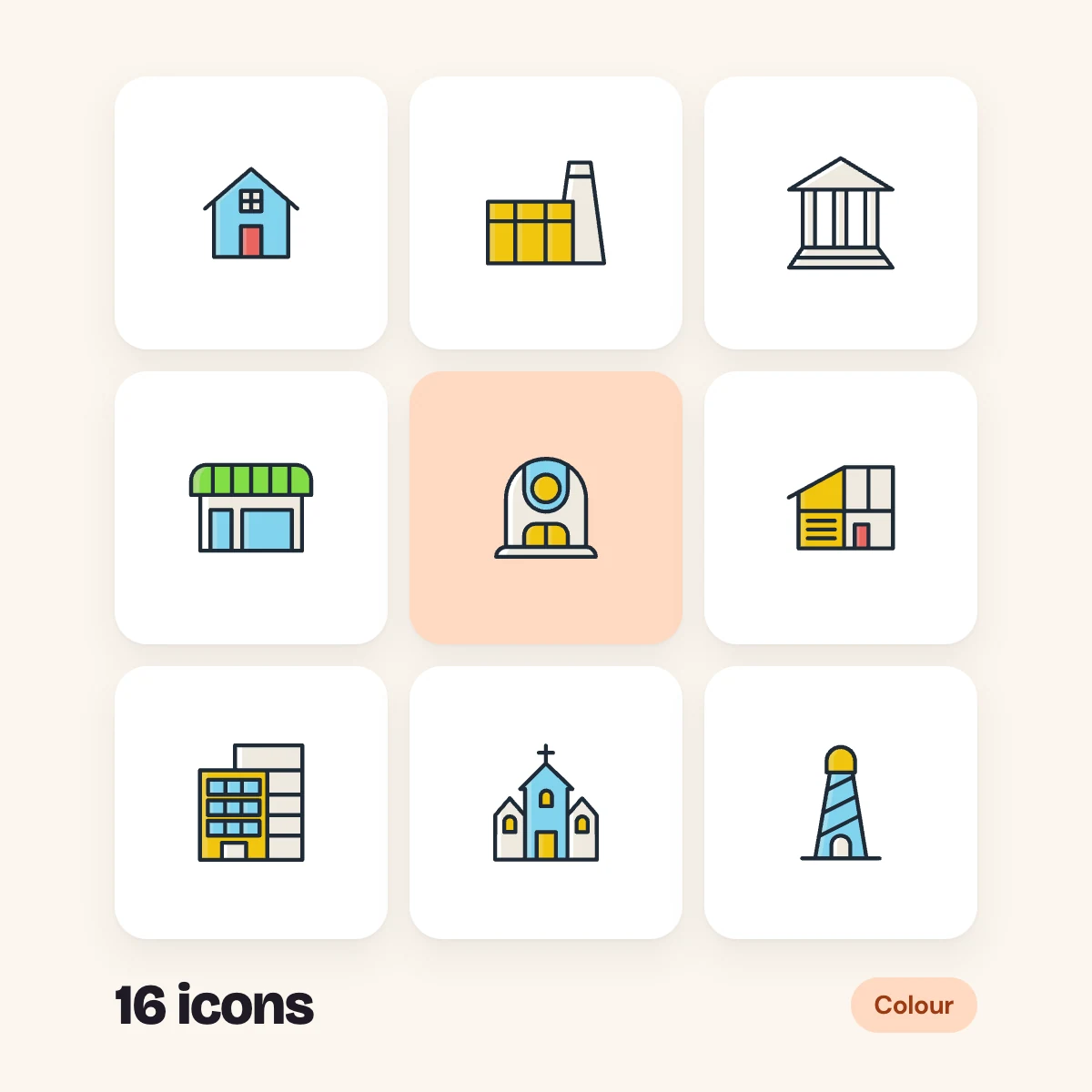 City Buildings Colour Glyphs