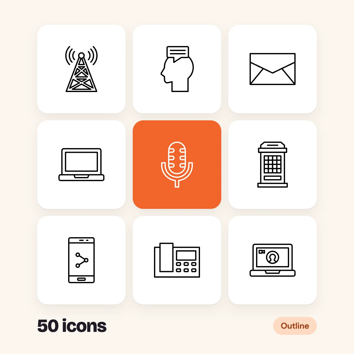 Communication Black Outline Glyphs