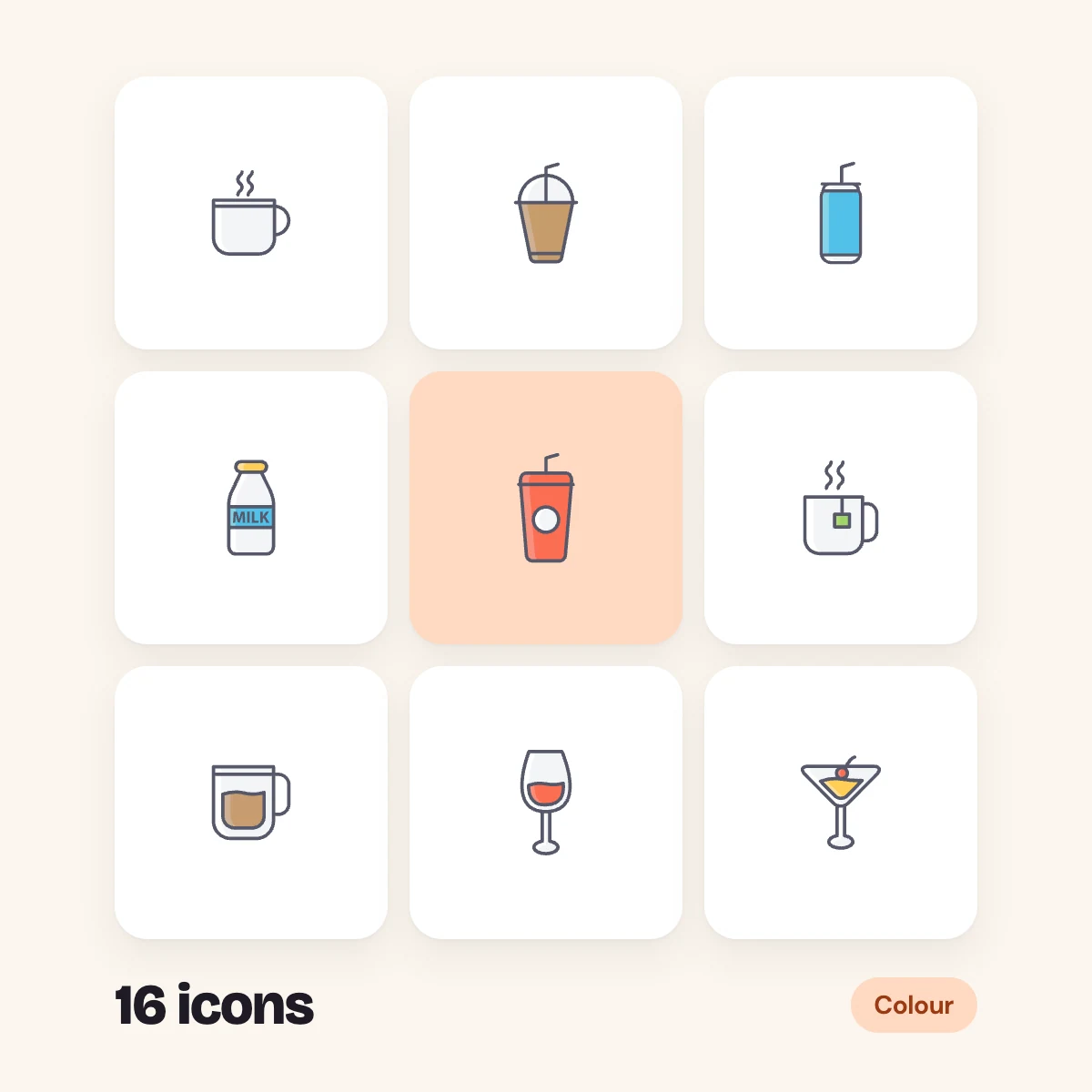 Drinks and Beverages Colour Glyphs