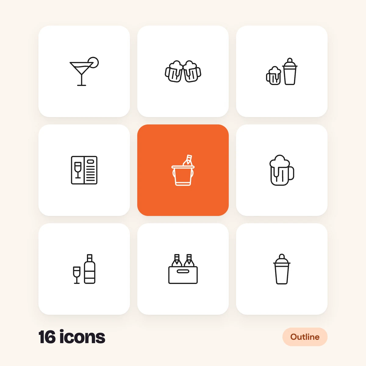 Drinks and Beverages Outline Glyphs Vol. 1