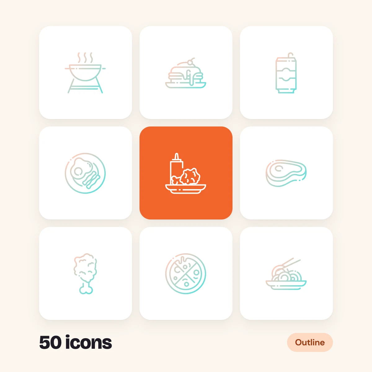 Fast Food Outline Glyphs