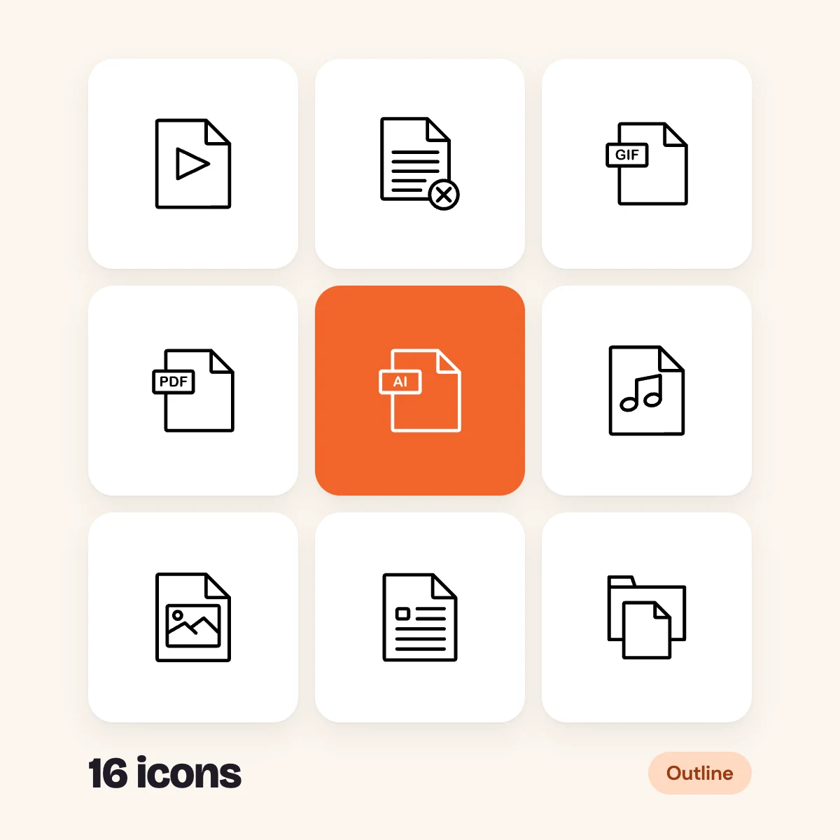 File Types Outline Glyphs