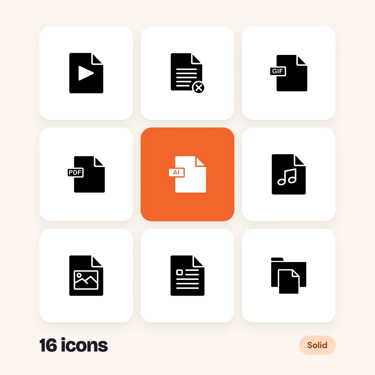File Types Solid Glyphs