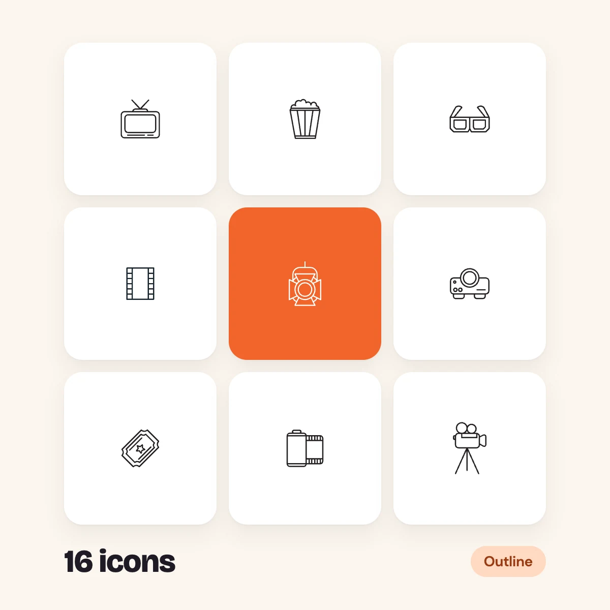 Movie Night Outline Glyphs