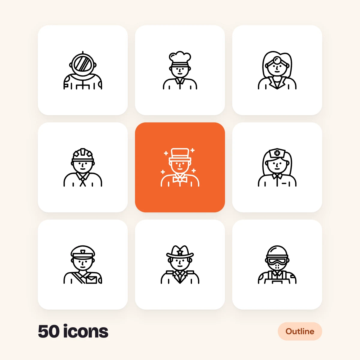 Profession Avatars Outline Glyphs