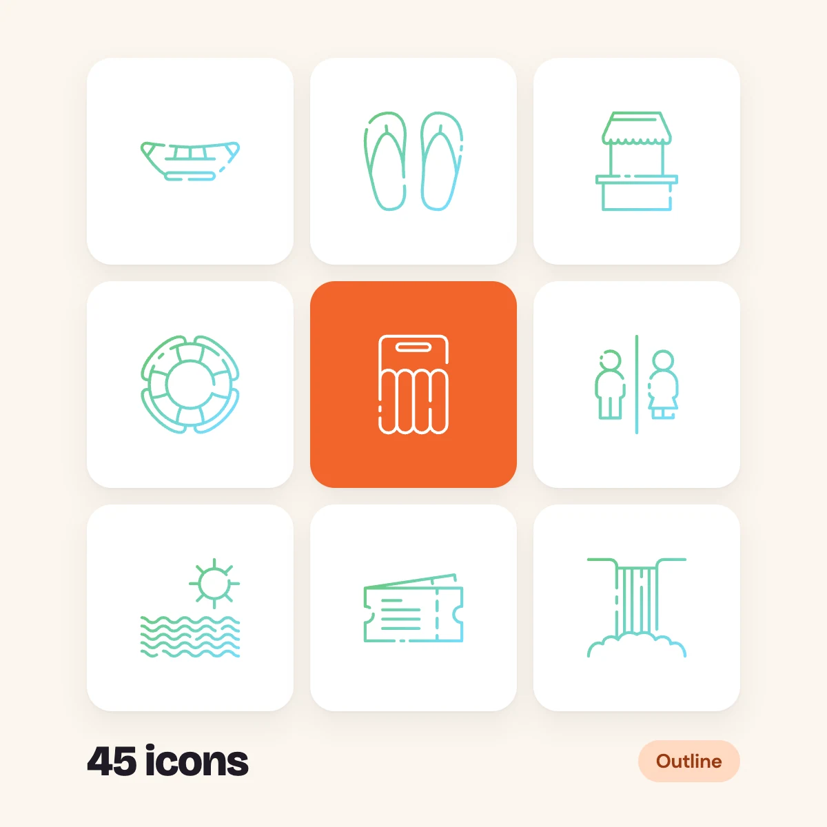 Swimming Outline Glyphs
