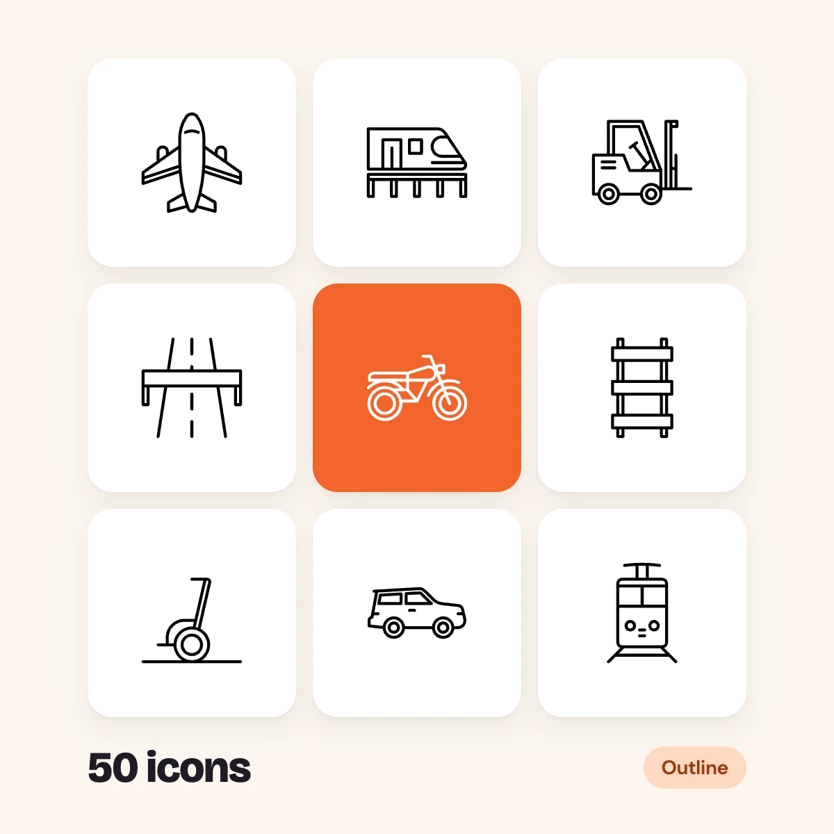 Transportation Outline Glyphs
