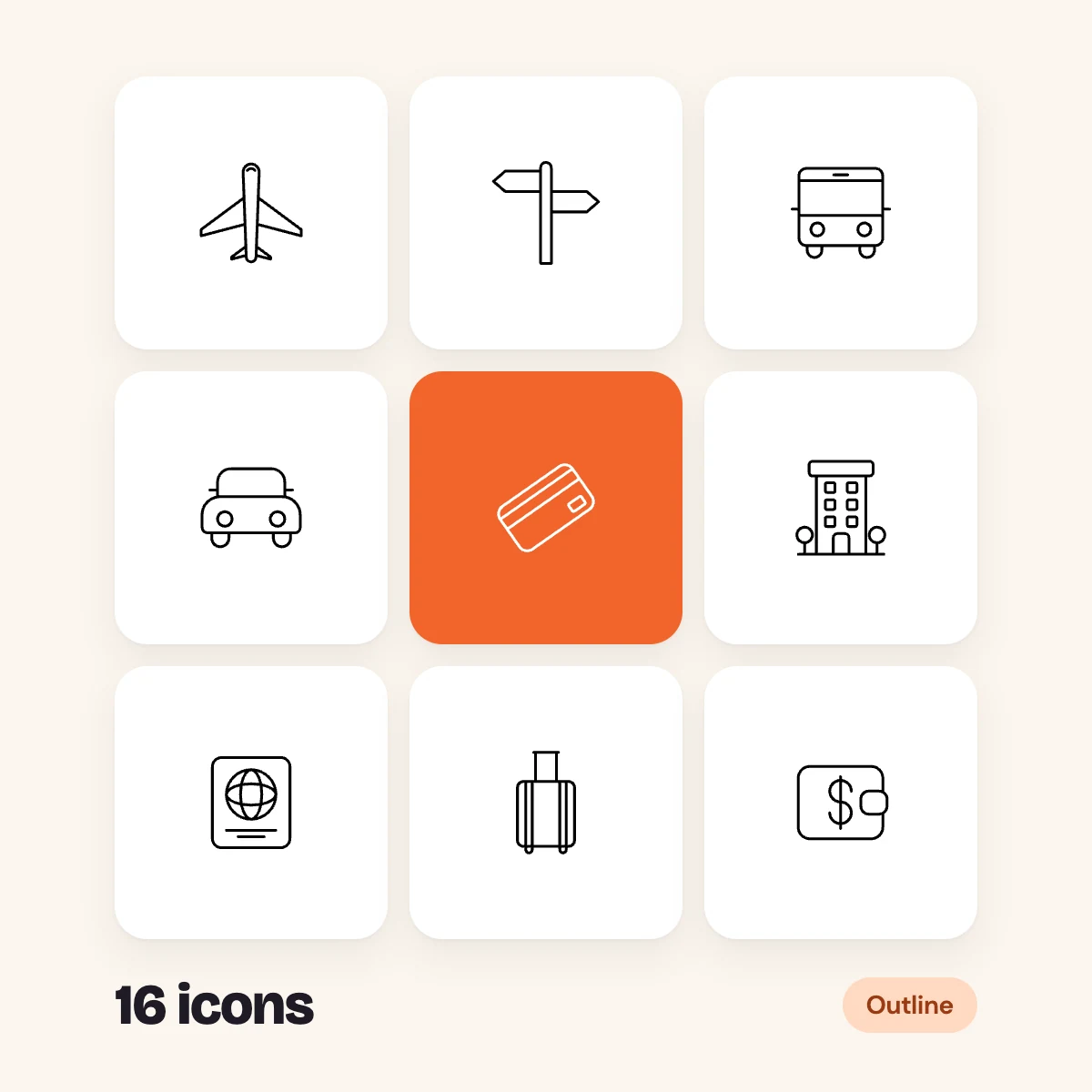 Travel and Tourism Outline Glyphs
