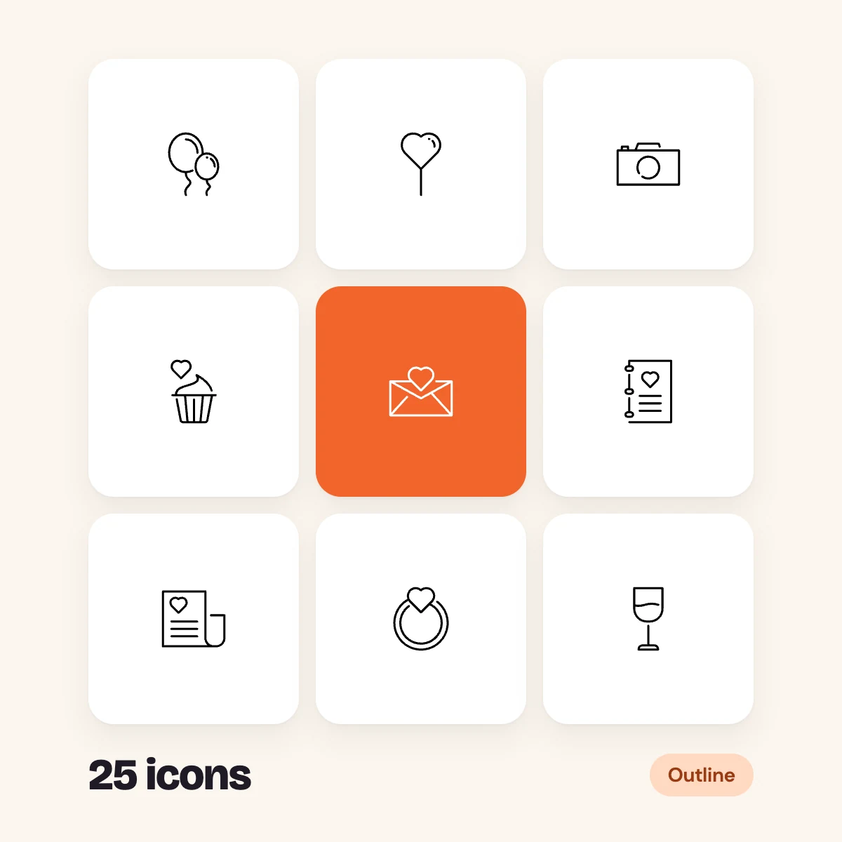 Valentine's Day Outline Glyphs
